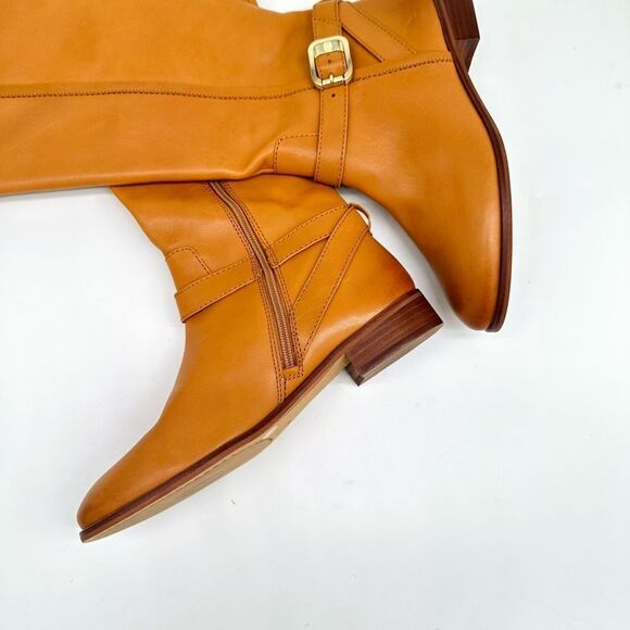 VINCE CAMUTO  Buckle Accent Ovarlym Round Toe Block Heel Leather Riding Boot - Picture 5 of 8